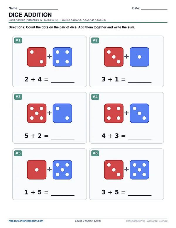 Dice Addition to 10
