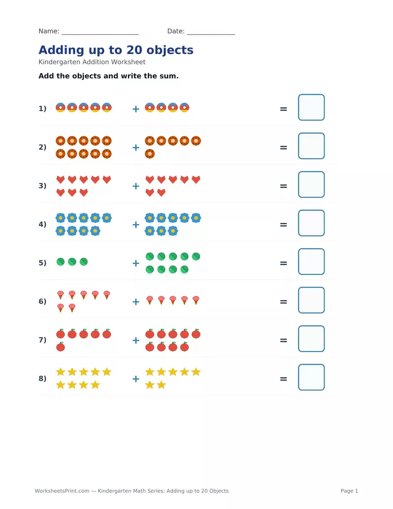 Adding Up to 20 Objects — Version 1
