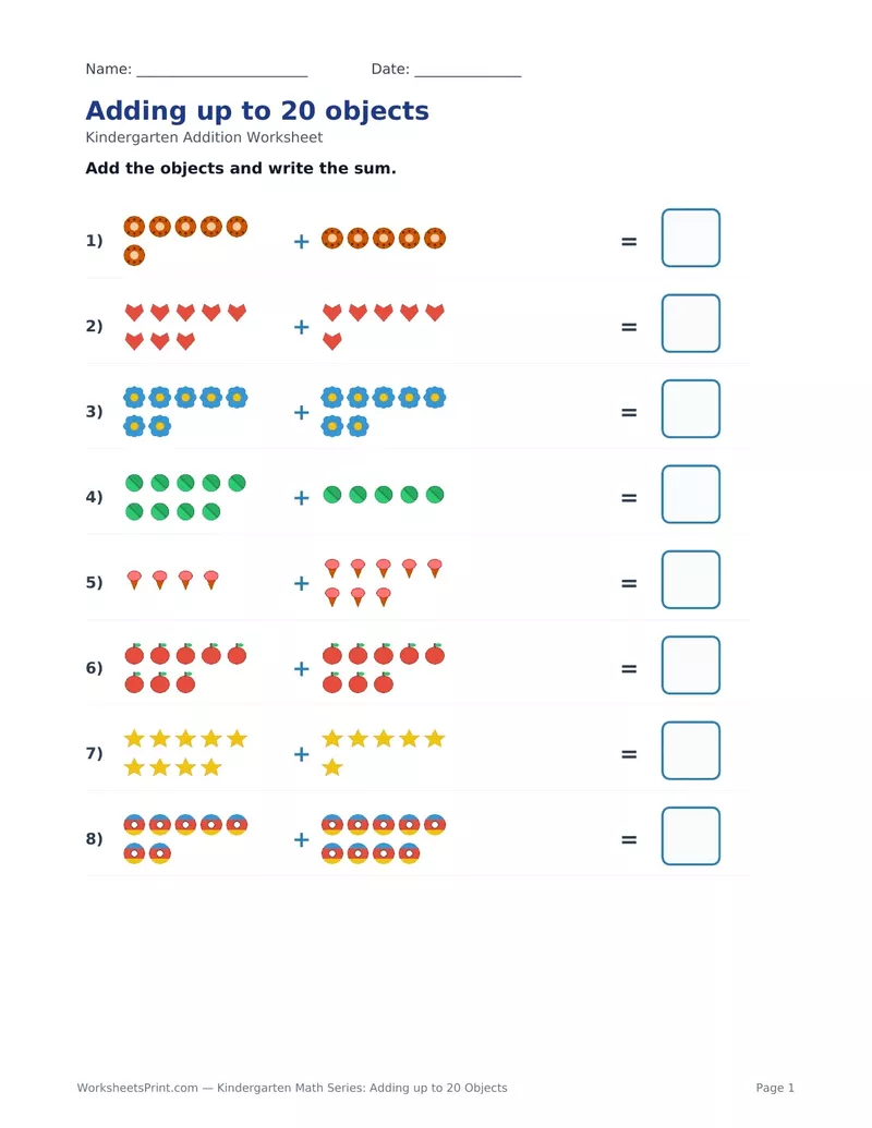 Adding Up to 20 Objects — Version 2