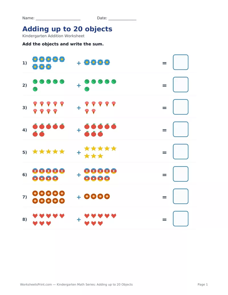 Adding Up to 20 Objects — Version 4