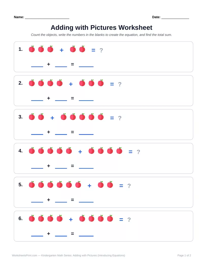 Adding with Pictures: Red Apples