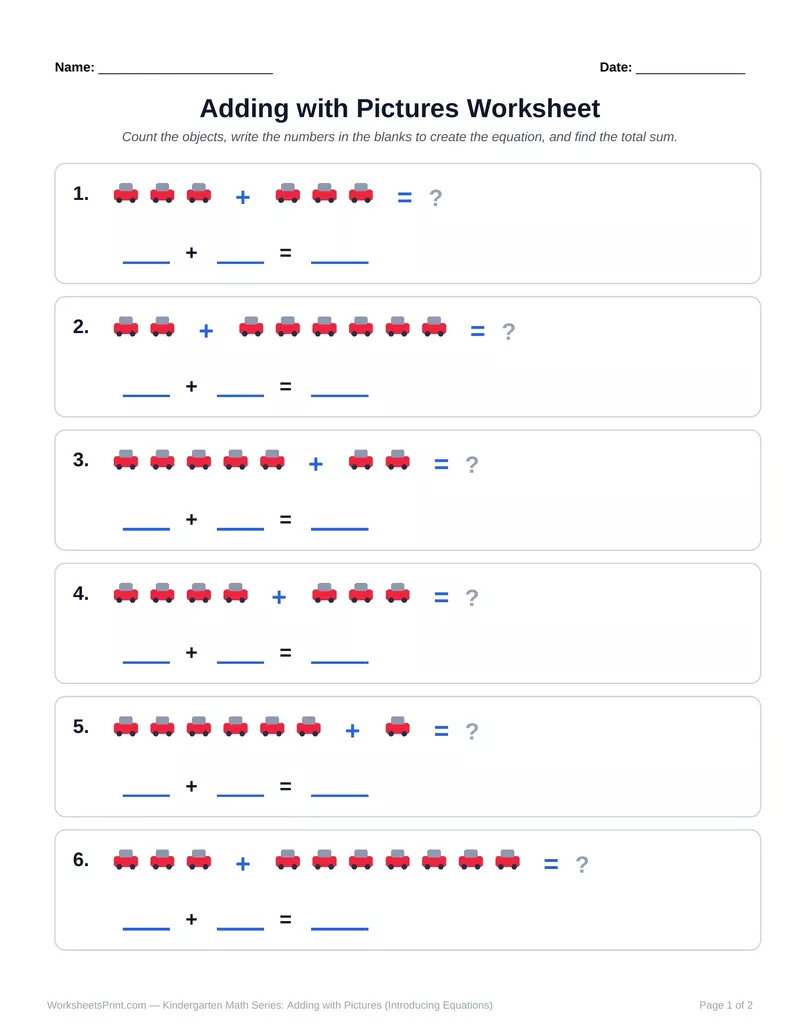 Adding with Pictures: Toy Cars