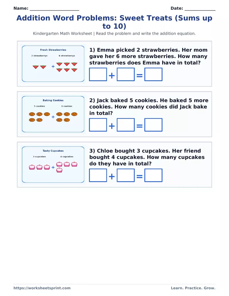 Addition Word Problems: Sweet Treats