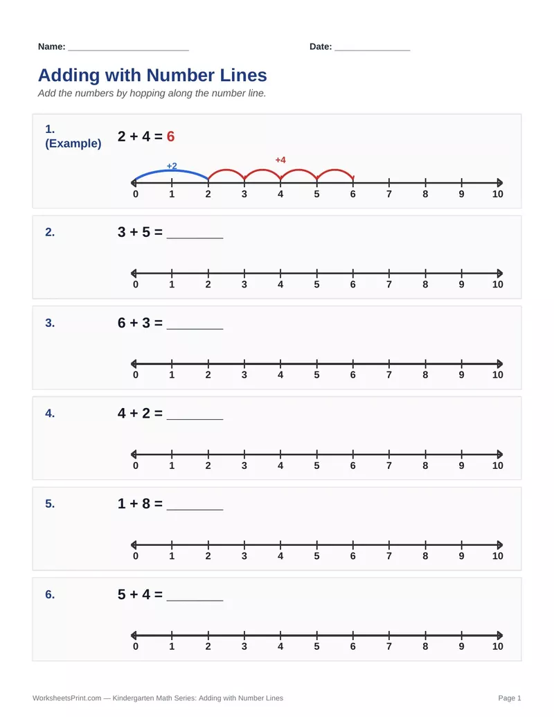 Number Line Addition — Version 1