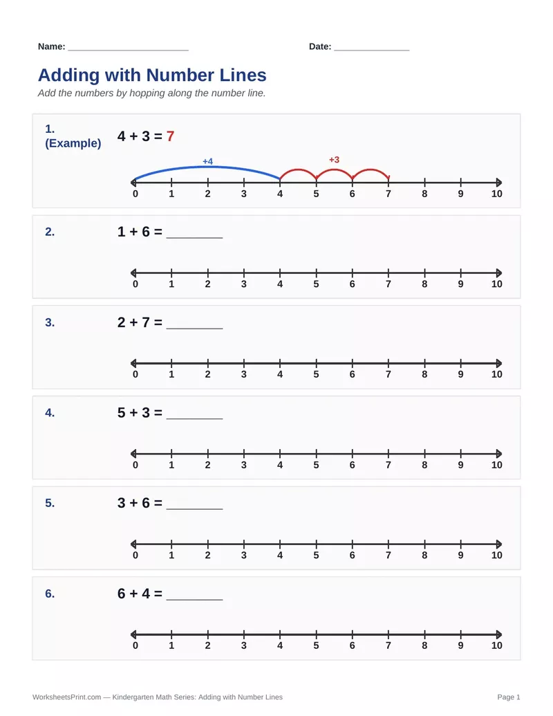 Number Line Addition — Version 3
