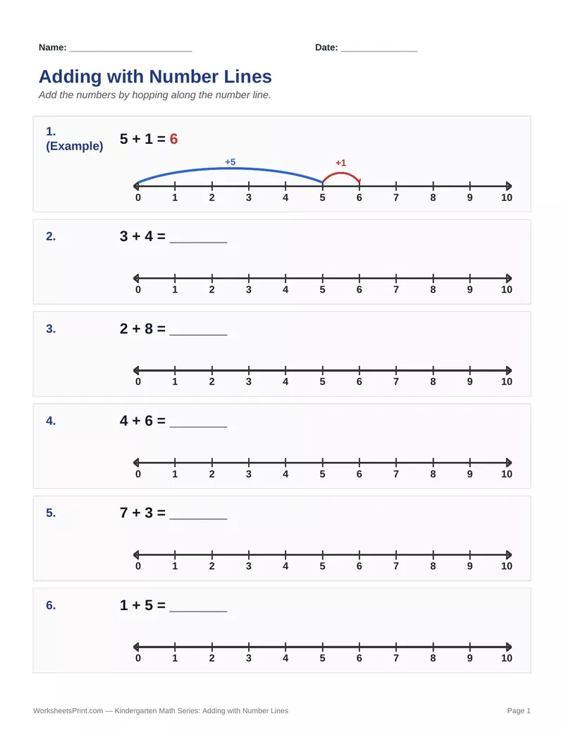Number Line Addition — Version 5
