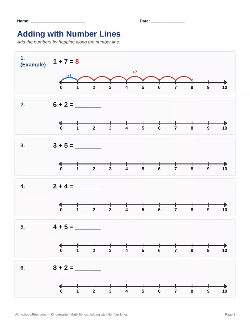 Number Line Addition — Version 6