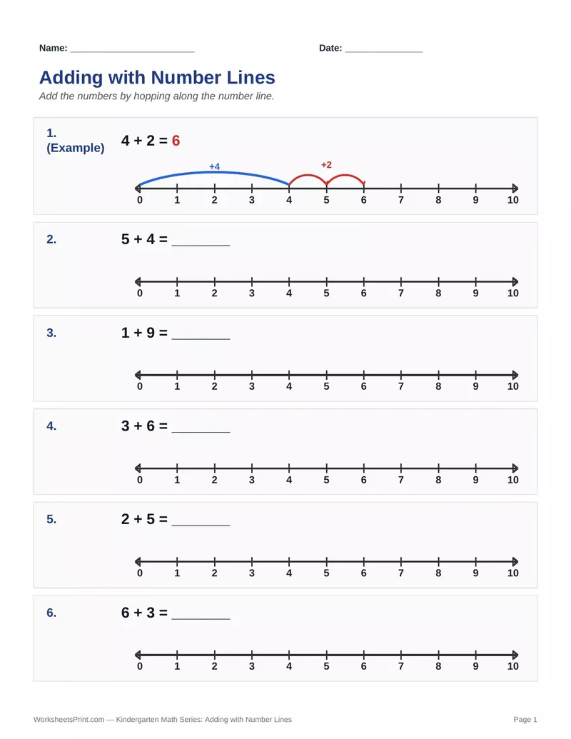 Number Line Addition — Version 7