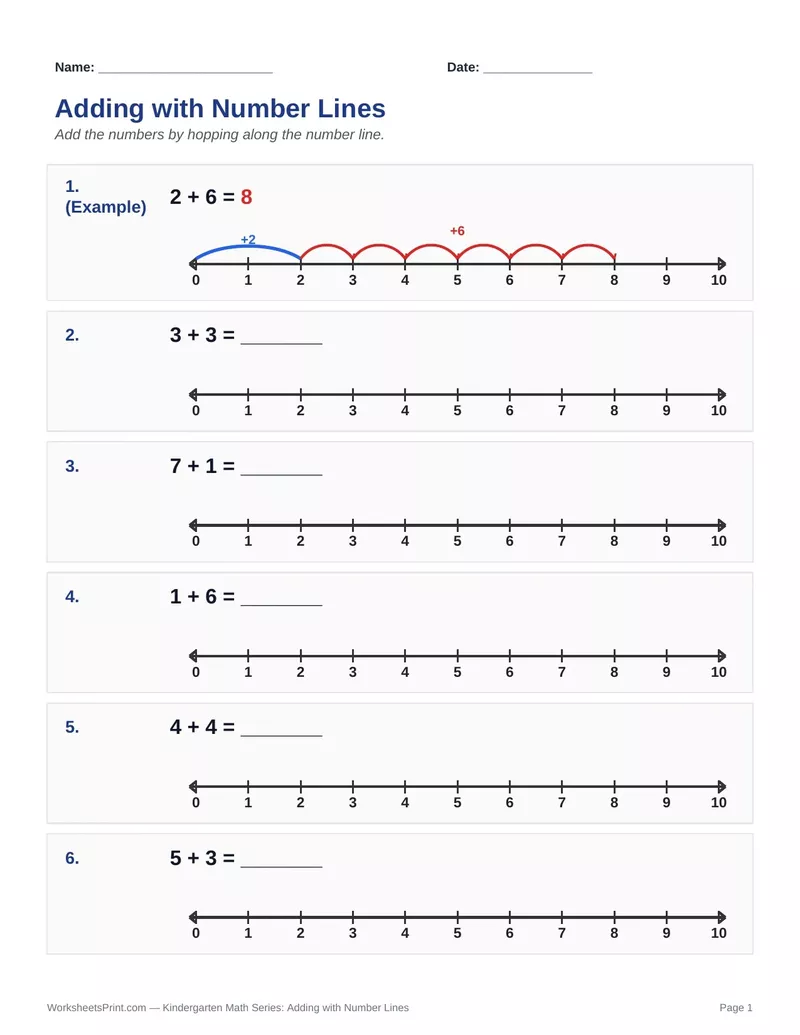 Number Line Addition — Version 8